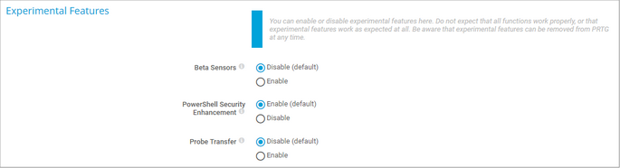 Experimental Features