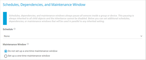 Schedules, Dependencies, and Maintenance Window