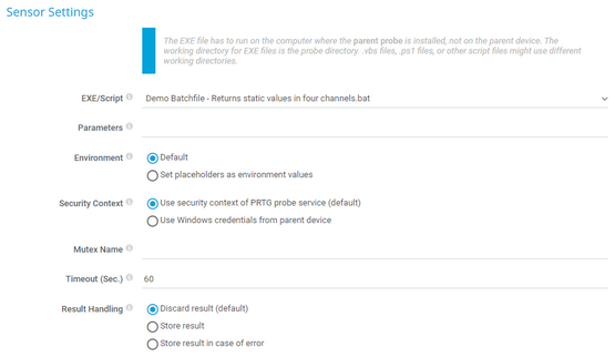 Sensor Settings