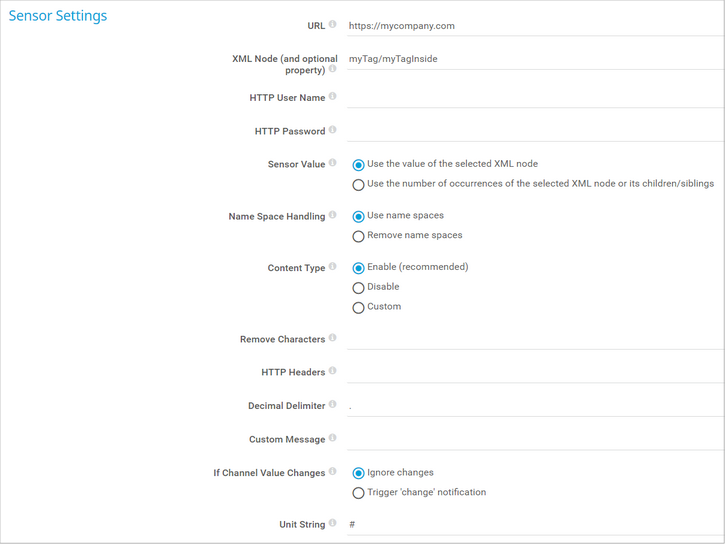 Sensor Settings