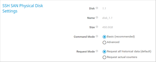 SSH SAN Physical Disk Settings